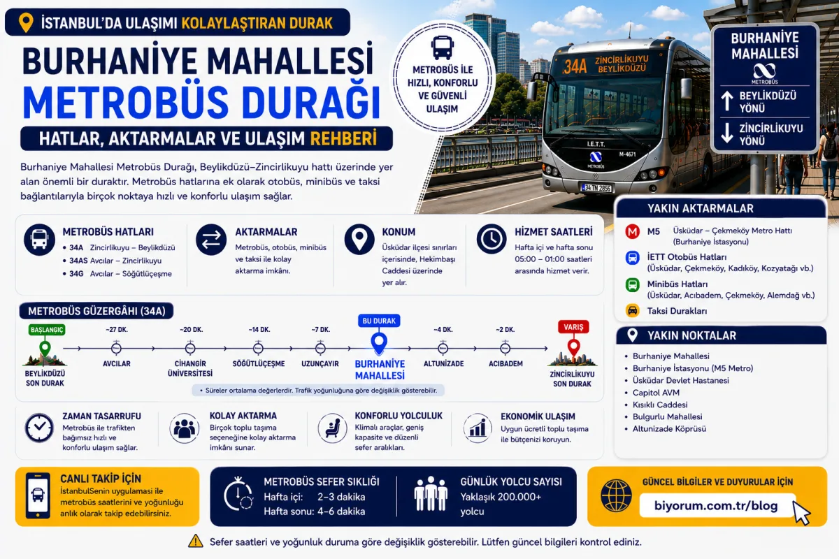 Burhaniye Mahallesi Metrobüs Durağı: Hatlar, Aktarmalar ve Ulaşım