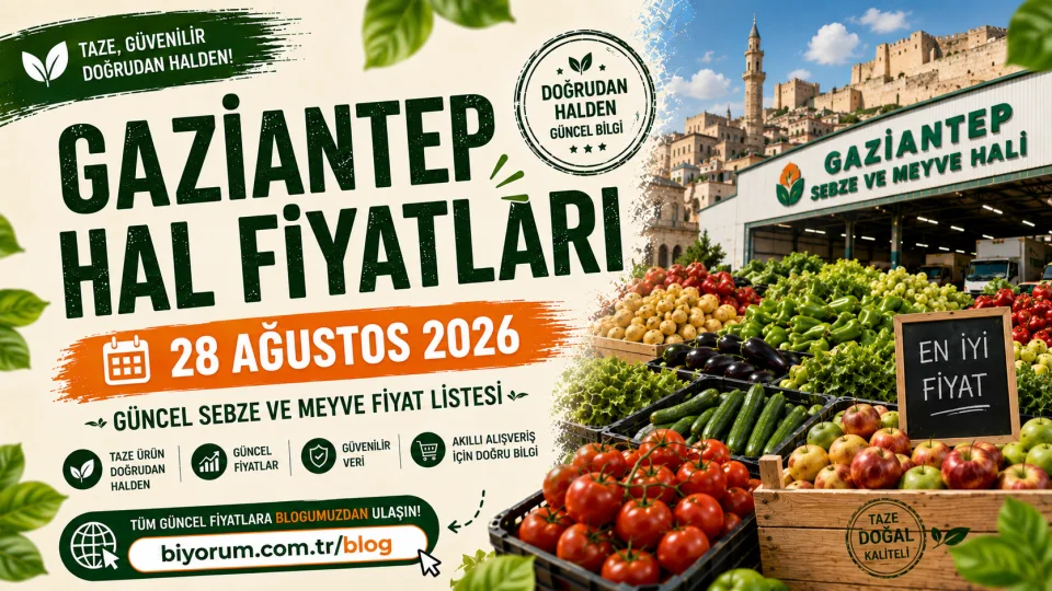 Gaziantep Hal Fiyatları 28 Ağustos 2026: Güncel Sebze ve Meyve Fiyat Listesi