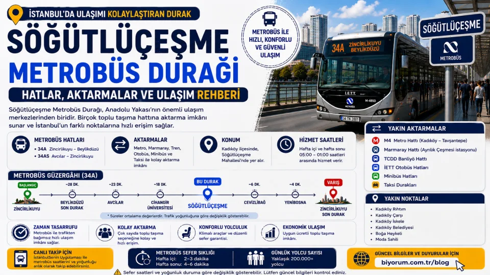 Söğütlüçeşme Metrobüs Durağı: Hatlar, Aktarmalar ve Ulaşım