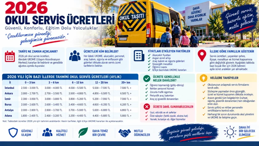 2026 Okul Servis Ücretleri: 2026-2027 Güncel Servis Tarifeleri