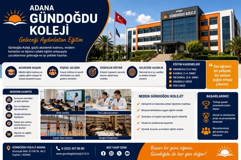 Adana Gündoğdu Koleji: Eğitim, Kayıt, Ücretler ve İletişim Rehberi