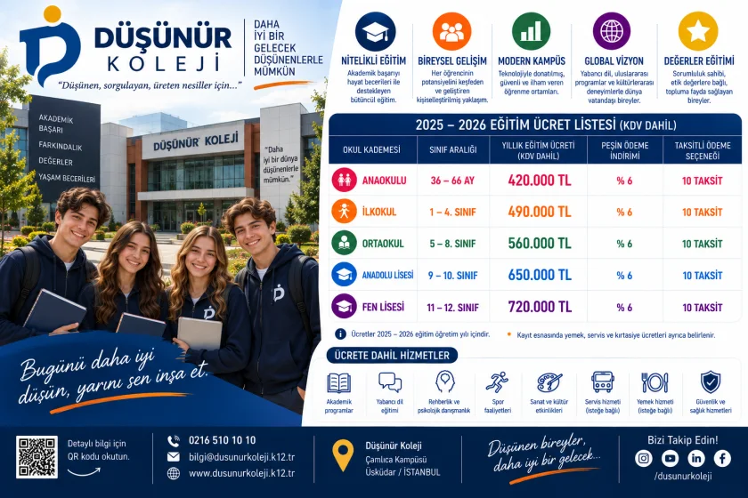 Düşünür Koleji Fiyatları 2026-2027: Güncel Ücretler ve Kampüsler