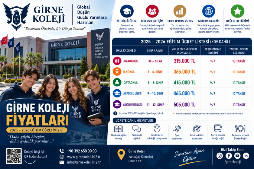 Girne Koleji Fiyatları 2026-2027: Güncel Ücretler ve Kampüsler