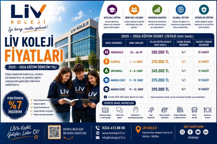 LİV Koleji Fiyatları 2026-2027: Güncel Ücretler ve Kampüsler