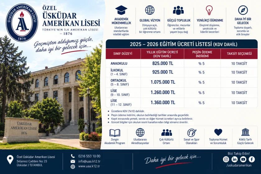 Özel Üsküdar Amerikan Lisesi Fiyatları 2026-2027: Güncel Ücretler