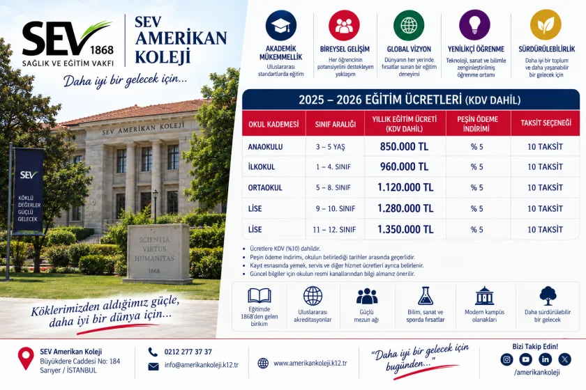 SEV Amerikan Koleji Fiyatları 2026-2027: Güncel Ücretler