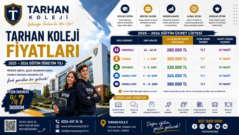 Tarhan Koleji Fiyatları 2026-2027: Güncel Ücretler ve Burslar