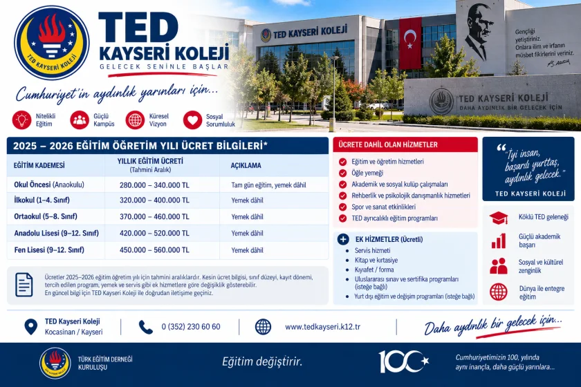 TED Kayseri Koleji Fiyatları 2026-2027: Eğitim, Yemek ve Burslar