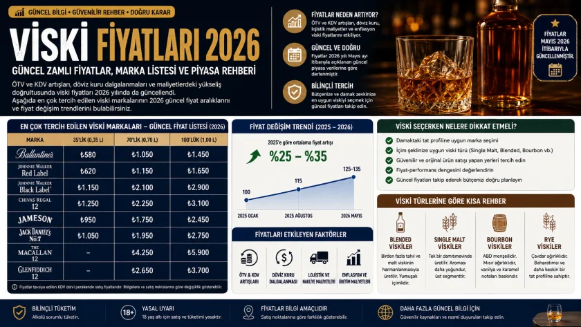 Viski Fiyatları Eylül 2026: Güncel Zamlı Viski Fiyatları ve Marka Listesi